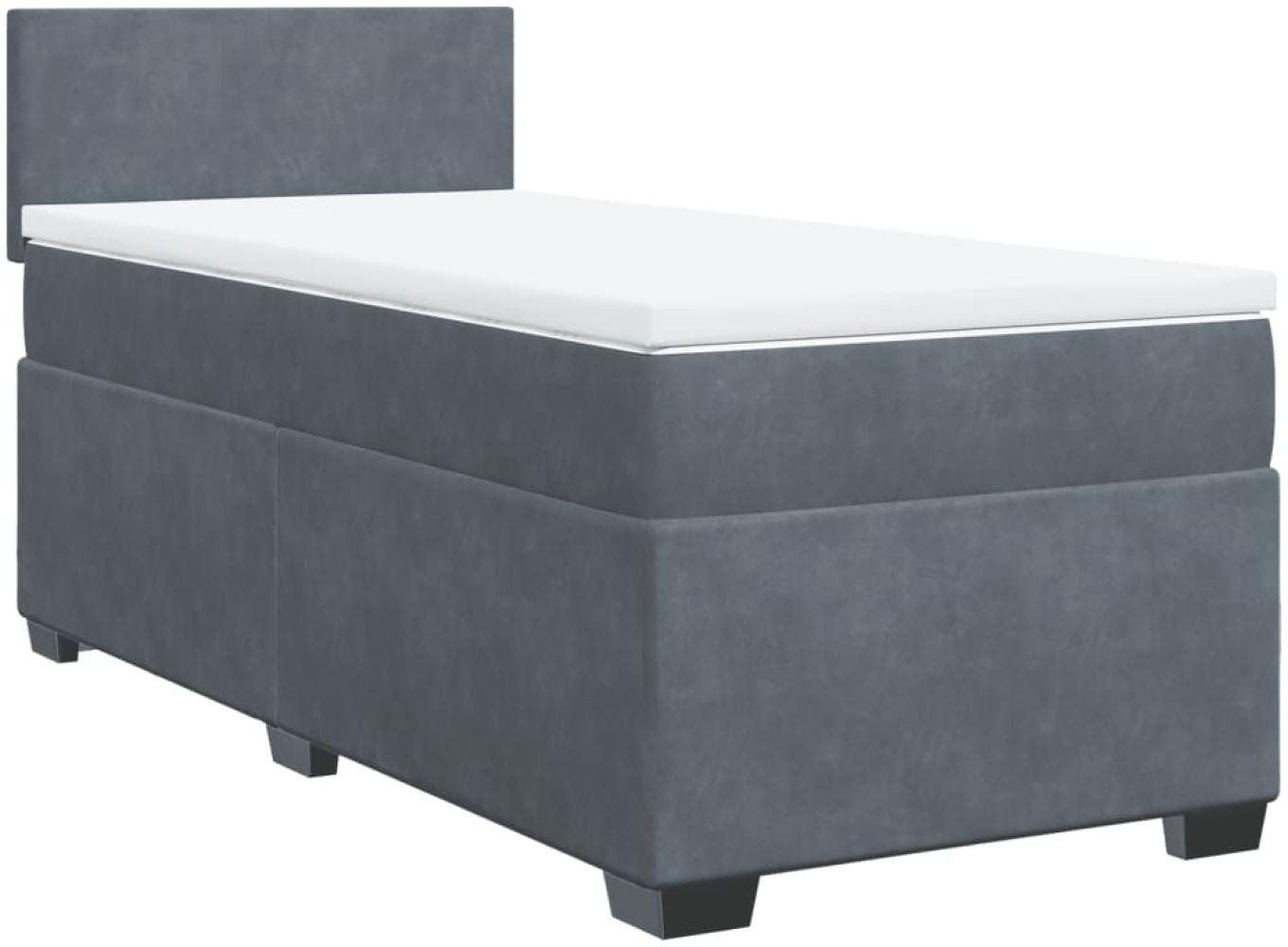 vidaXL Boxspringbett mit Matratze Dunkelgrau 90x200 cm Samt 3286205 Bild 1
