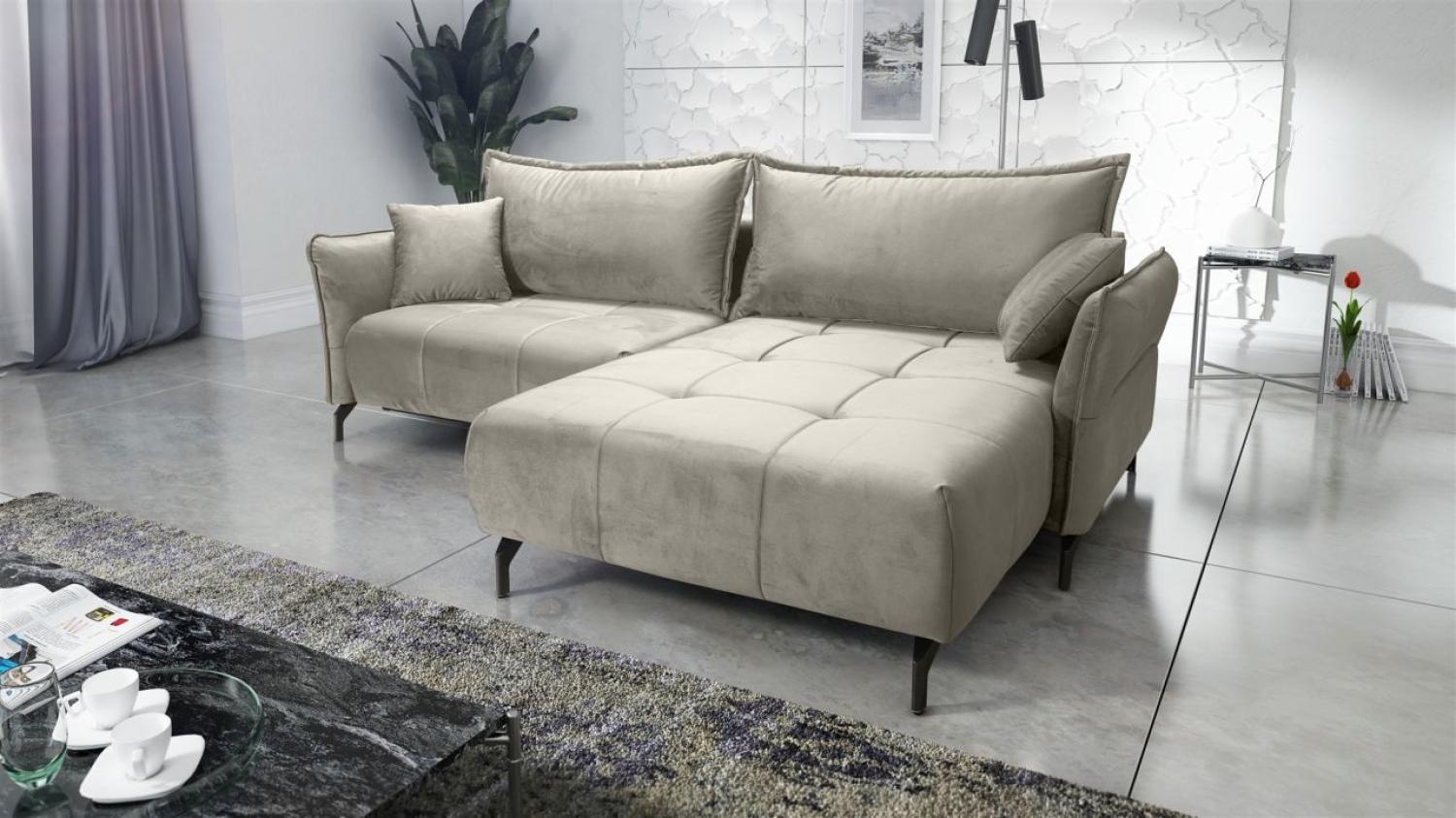 Ecksofa Schlafsofa Sofa VICTORIA Stoff Element Hellbeige Ottomane Rechts Bild 1