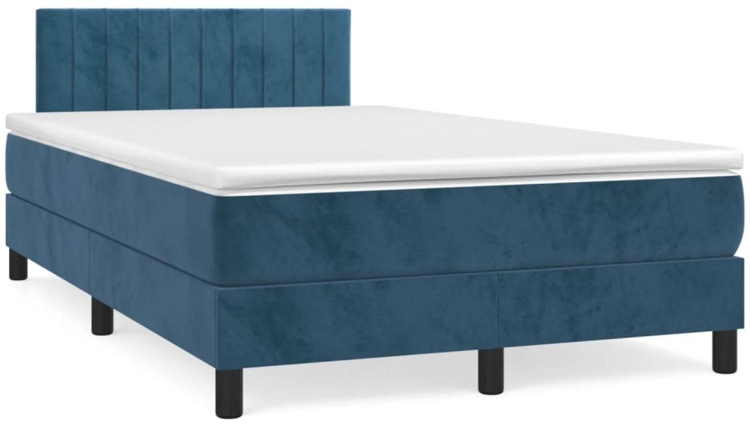 vidaXL Boxspringbett mit Matratze Dunkelblau 120x190 cm Samt 3269853 Bild 1