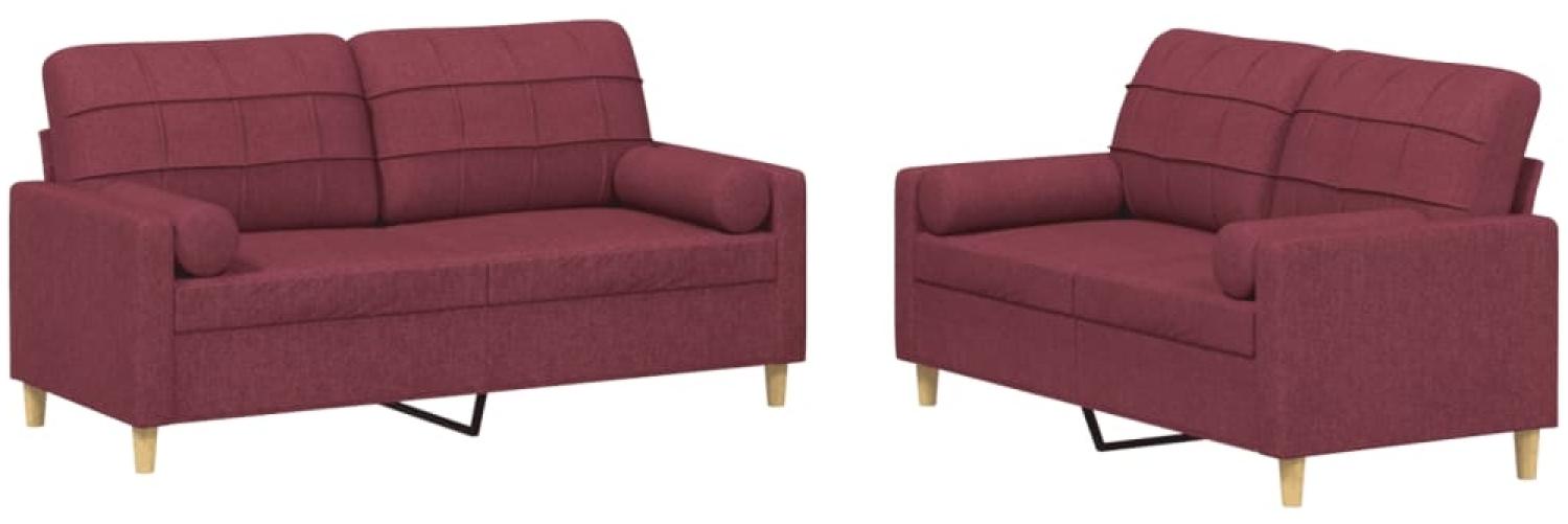 vidaXL 2-tlg. Sofagarnitur mit Kissen Weinrot Stoff 3201296 Bild 1