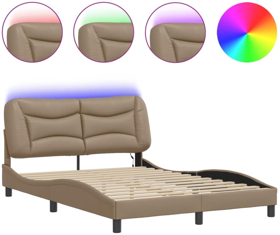 vidaXL Bettgestell mit LED ohne Matratze "Hvar" Cappuccino-Braun 140x190 cm Kunstleder 3213931 Bild 1