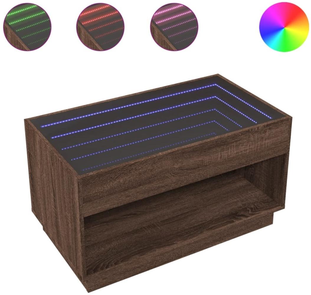 vidaXL Couchtisch mit Infinity-LED Braun Eichen-Optik 90x50x50 cm 847671 Bild 1