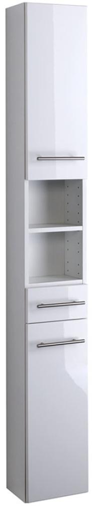 Seitenschrank >Parma< in Weiß/Hochglanz aus MDF - 25x181x20cm (BxHxT) Bild 1