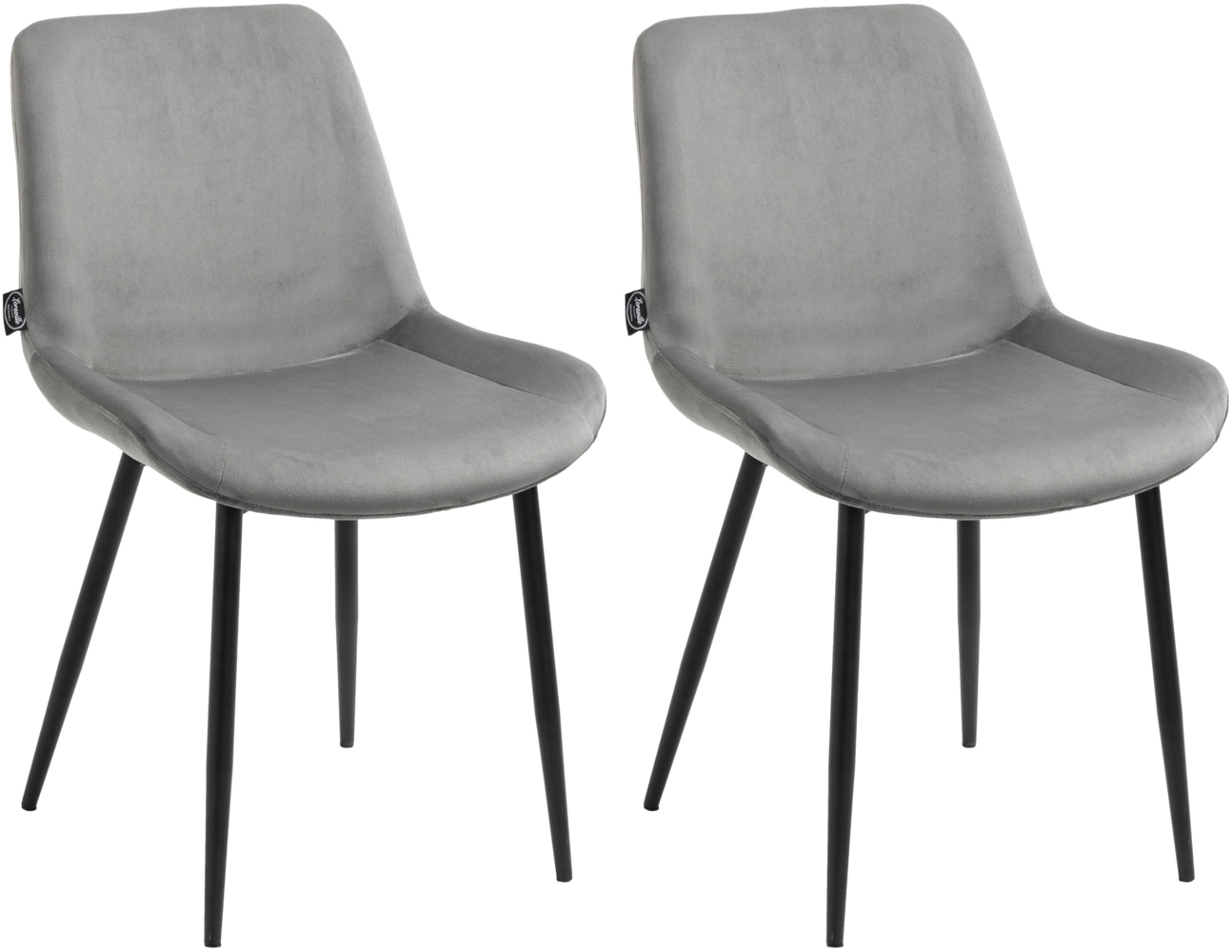 DELUKE® 2er Set Esszimmerstühle WIKIL Samt - 80x51x60cm, grau, Samt Metall matt schwarz Gestell Stühle Esszimmerstühle Stuhl Esszimmer Esstisch Stühle Küchenstuhl Bild 1