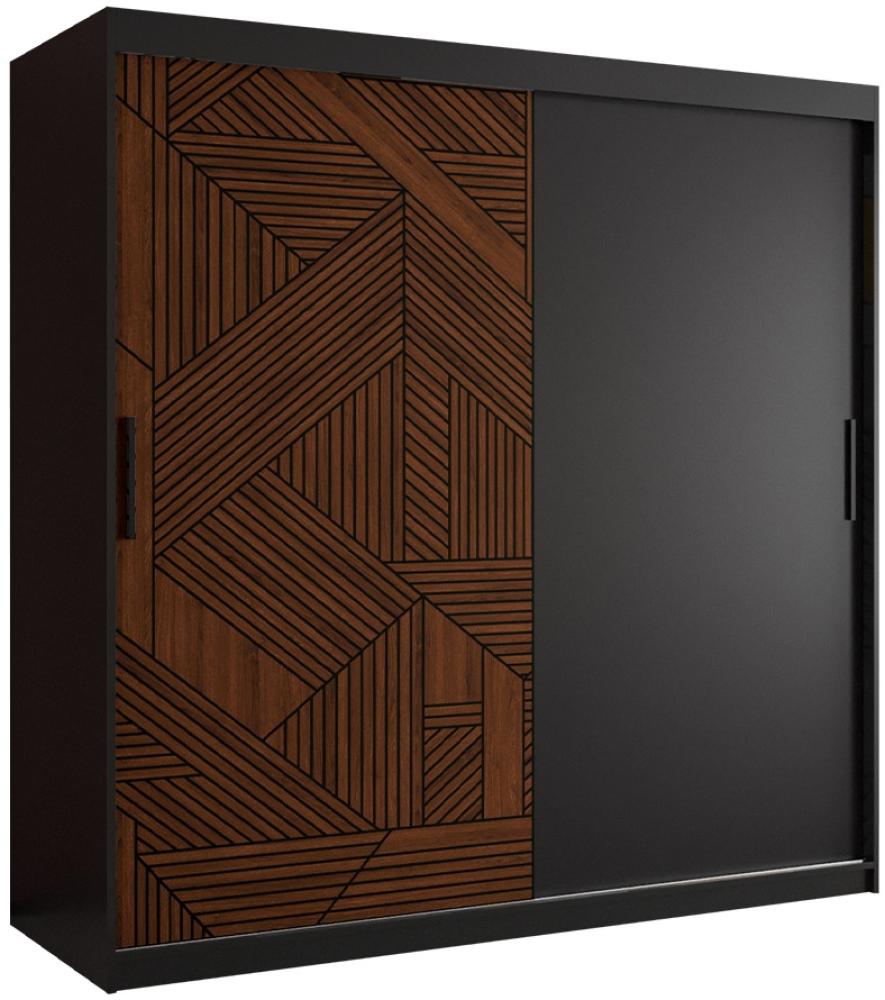 Kleiderschrank Monkis I 180 cm (Farbe: Schwarz Matt / Dunkel Nuss, ohne Schubladen ) Bild 1