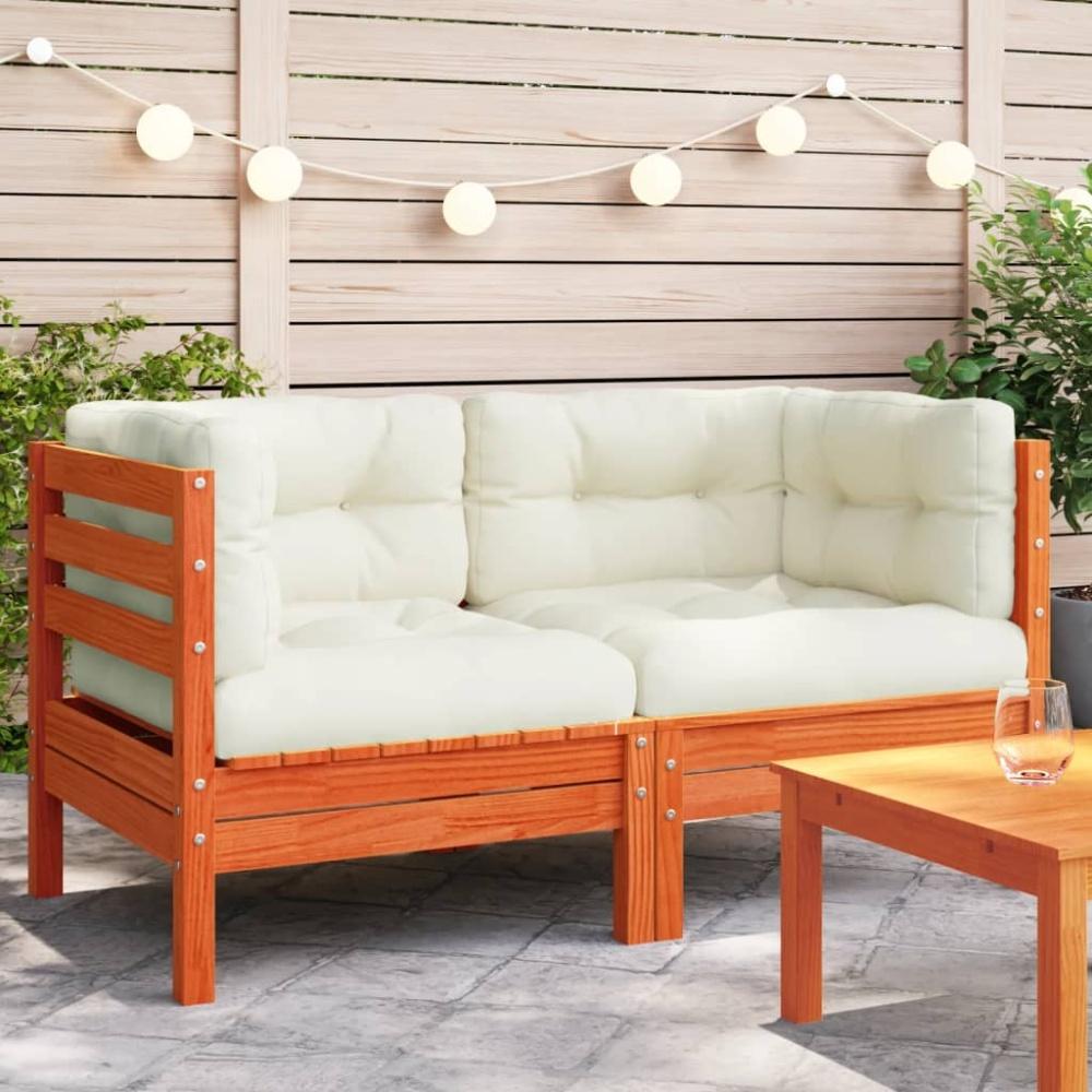 vidaXL Garten-Ecksofa mit Kissen 2 Stk. Wachsbraun Massivholz Kiefer 838154 Bild 1