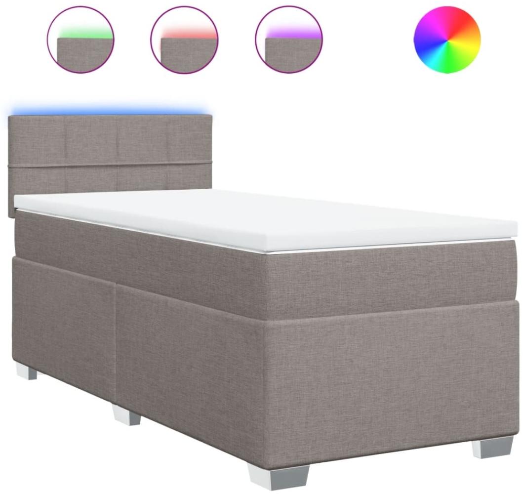 Boxspringbett mit Matratze, Stoff, Viereckige, grauer Fuß, Taupe, 90x190 cm, true Bild 1