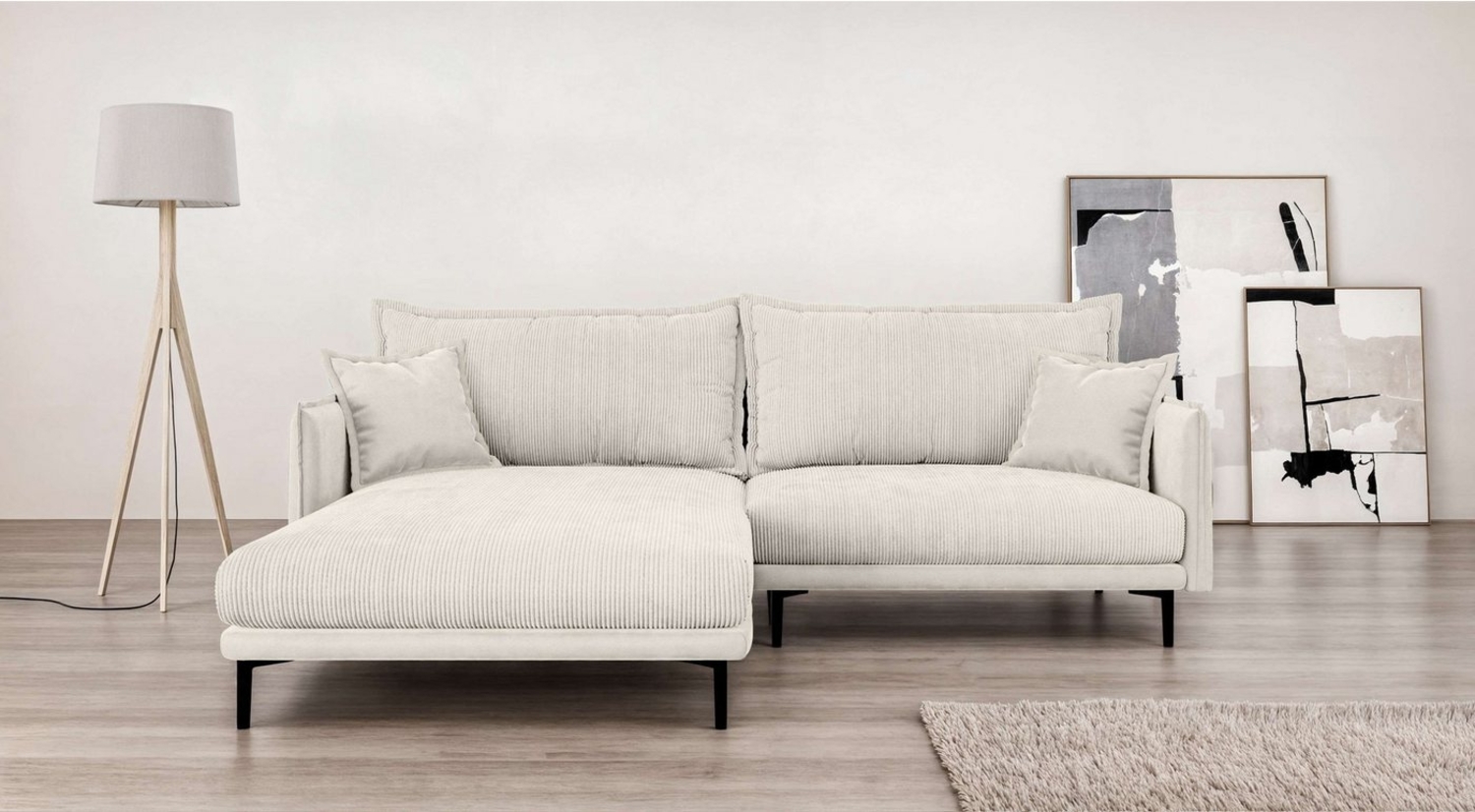 Home affaire Ecksofa ALEXANDRIA mit Recamiere rechts oder links bestellbar, moderne Bezüge, L-Form mit Wellenunterfederung, Maße: B/H/T 246/86/190 cm Bild 1