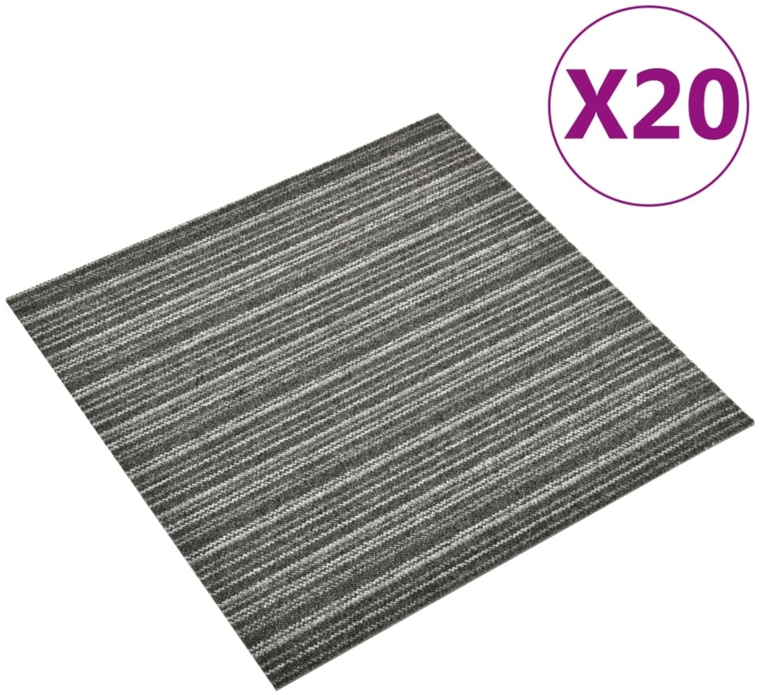 vidaXL Teppichfliesen 20 Stk. 5 m² 50x50 cm Gestreift Anthrazit 147308 Bild 1