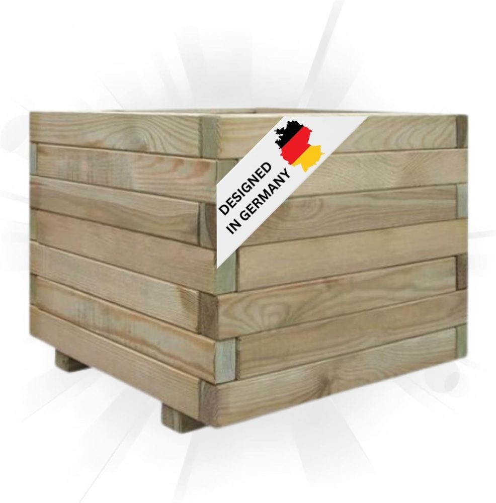 DELUKE® Hochbeet aus Kiefernholz MILA Grün, imprägniert 50 x 50 x 40 cm Wetterfest Gartenbeet Holz Kräuterbeet Blumenbeet Beet hoch Frühbeet für Garten Gemüsebeet Bild 1