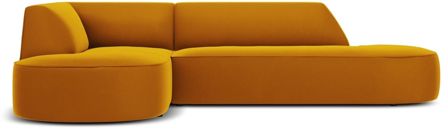 Micadoni 4-Sitzer Samtstoff Modular Ecke links Sofa Ruby | Bezug Yellow | Beinfarbe Black Plastic Bild 1