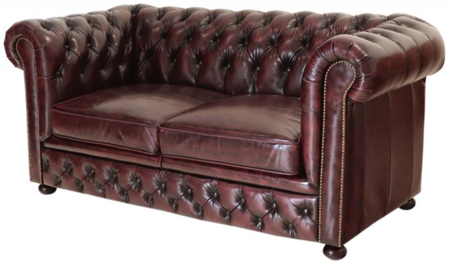 Zweisitzer-Sofa Chesterfield Greenfield aus echtem Rindsleder New Red Bild 1