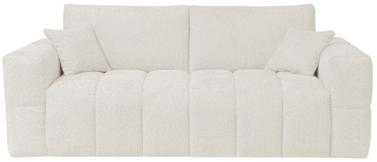 Vente-unique - Schlafsofa mit Matratze 4-Sitzer - Bouclé-Stoff - Beige - Liegefläche 160 cm - Matratze 16 cm - ISSORO Bild 1