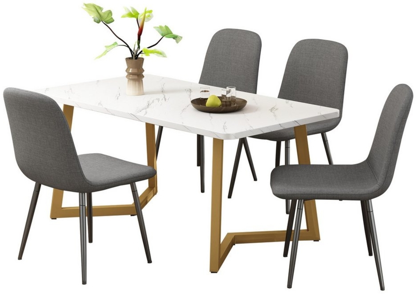 JOIVI Esstisch Essgruppe, (5-tlg),Esstisch mit Esszimmerstühle (Beine aus Metall, mit Rückenlehne, 1 Esstisch mit 4 Stühle), in modernem Design mit Rückenlehne Bild 1