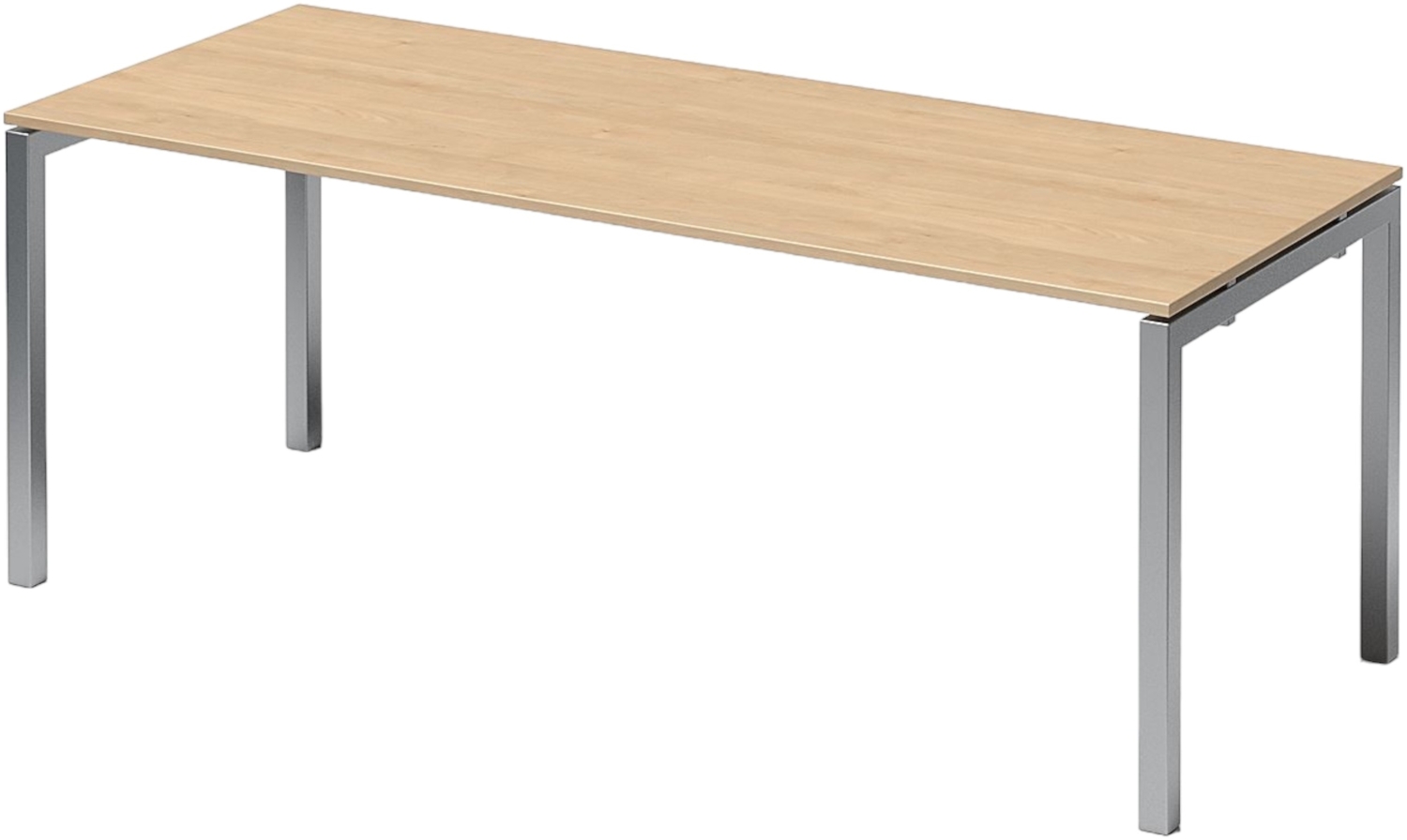 Bisley Cito Schreibtisch 200x80 cm, Tischplatte in Ahorn, U-Gestell in Silber - Bürotisch & Computertisch, PC Tisch für's Büro, Arbeitshöhe: 74 cm, DUF2008-MP-355 Bild 1