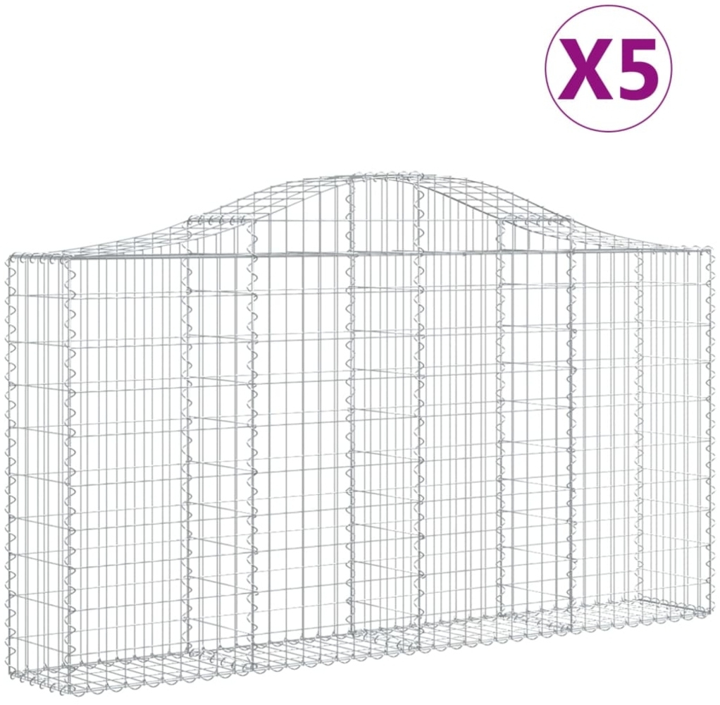 vidaXL Gabionen mit Hochbogen 5 Stk. 200x30x100/120cm Verzinktes Eisen 3145433 Bild 1
