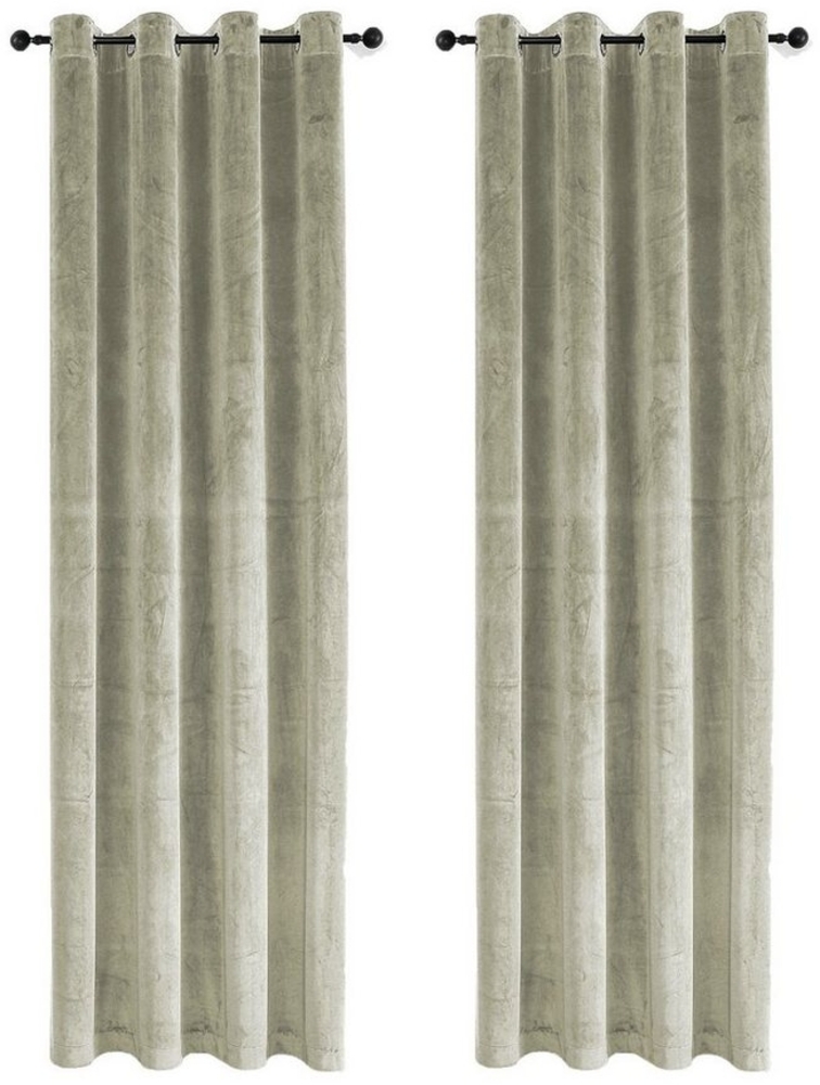 Haus und Deko Gardine Vorhang 2er Set Ösen Verdunkelung 140x245 cm Samt weich blickdicht, Ösen (2 St), Polyester Bild 1