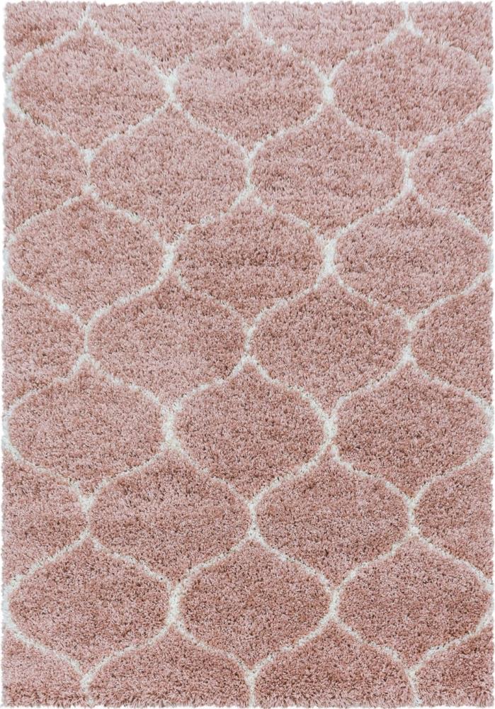 Hochflor Teppich Serena rechteckig - 140x200 cm - Rosa Bild 1