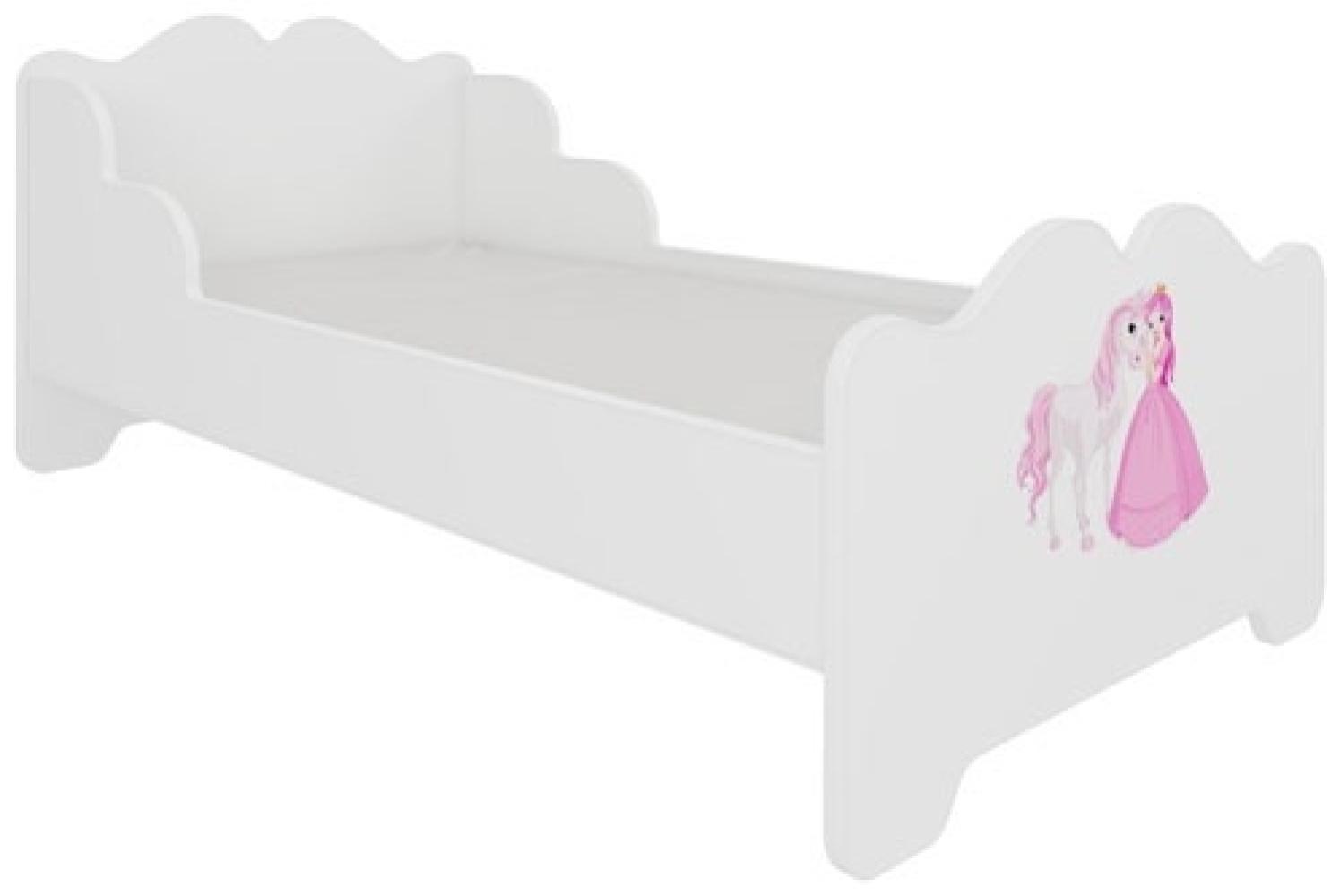 Kinderbett Ximena 70x140cm Einzelbett weiß Prinzessin mit Pferd Bild 1