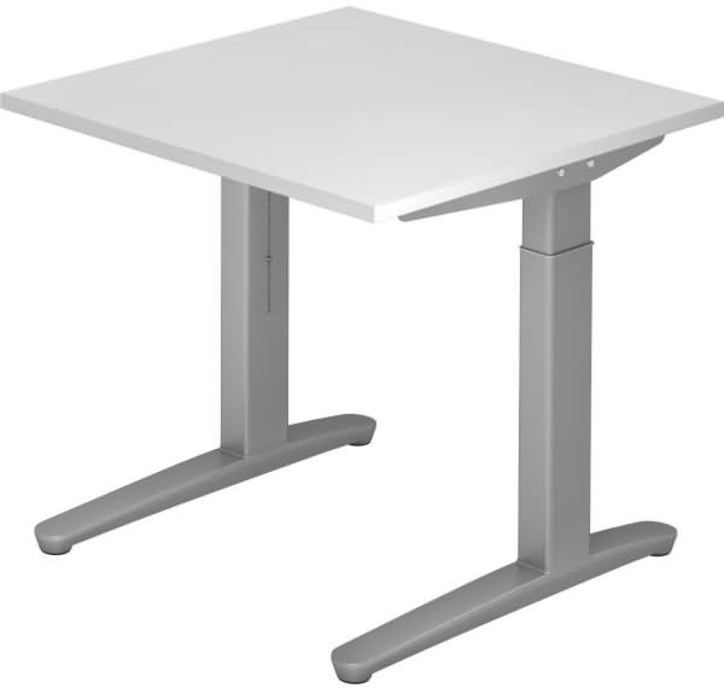 'XB08' Schreibtisch C-Fuß 80x80cm Weiß Silber Bild 1