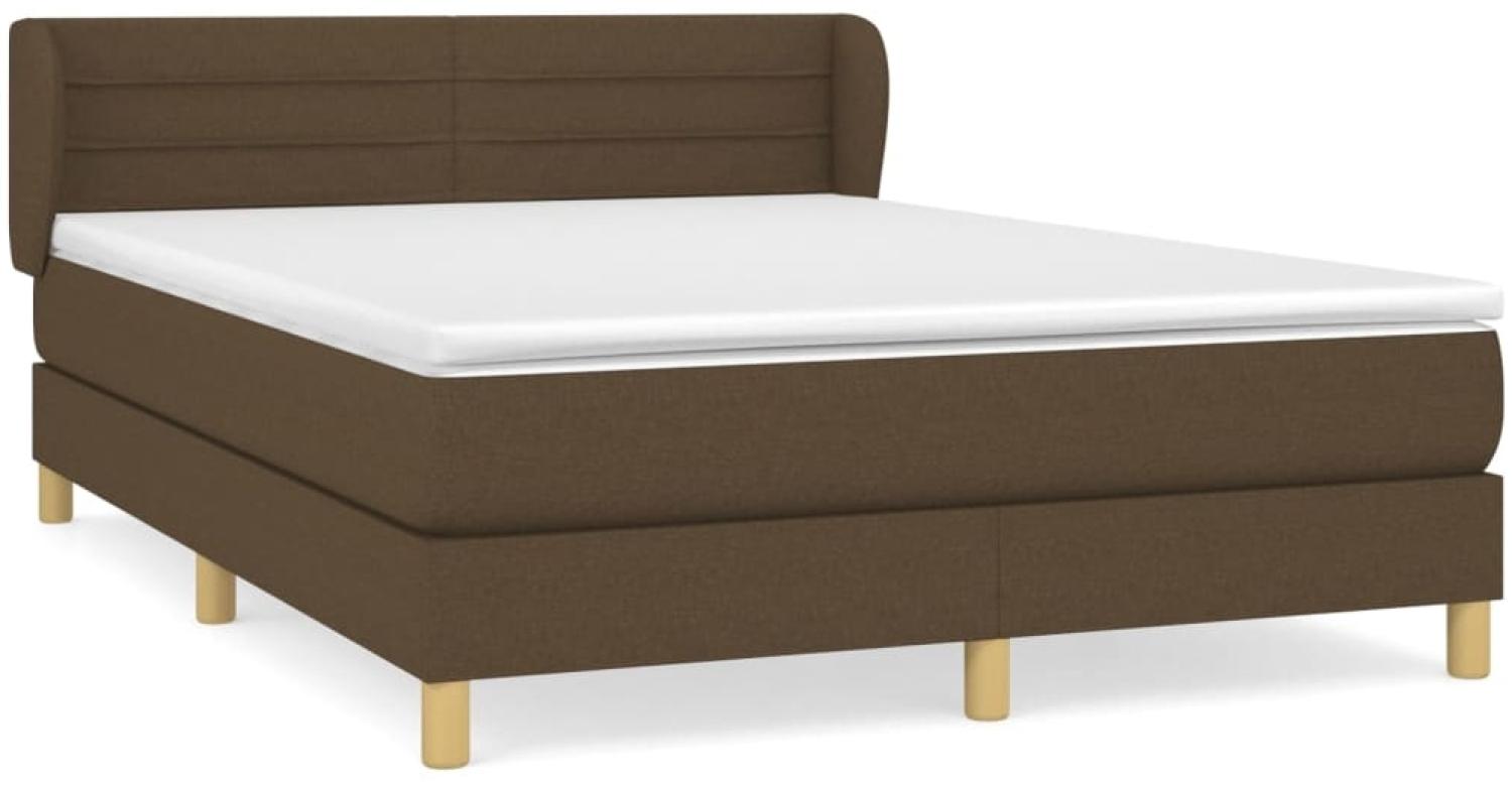 Doppelbett, Polsterbett mit Matratze Hellgrau 140x190 cm Stoff Dunkelbraun 140x200 cm Bild 1