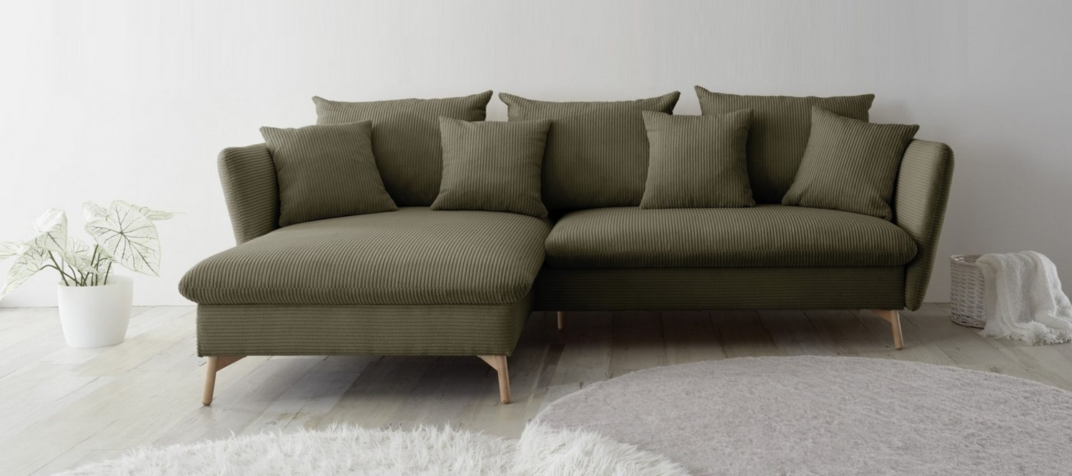 andas Ecksofa MERLE, 258 cm, L-Form, traumhafter Cord, mit Bettfunktion und Bettkasten, Liegefläche 224x139 Bild 1