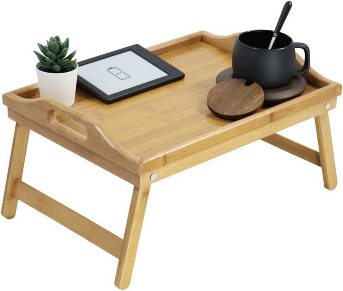 Bambus Betttablett Serviertablett Klappbar 100% Naturbambus 41 x 30 x 19,5cm Bild 1