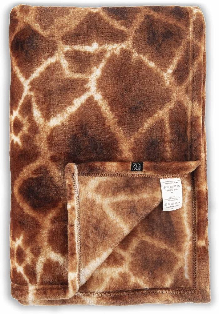 Zo! Home Microfaser-Flausch-Decke Kuscheldecke Plaid 140x200 cm Giraffe Bild 1