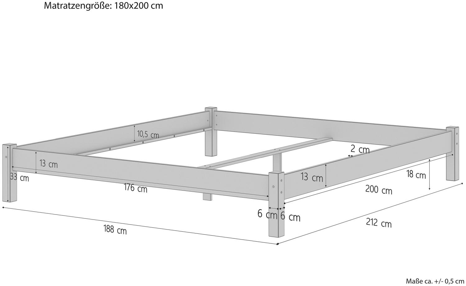 Doppelbett Ehebett 180x200 Massivholz-Bettgestell Buche natur ohne Zubehör 60.84-18 oR Bild 1