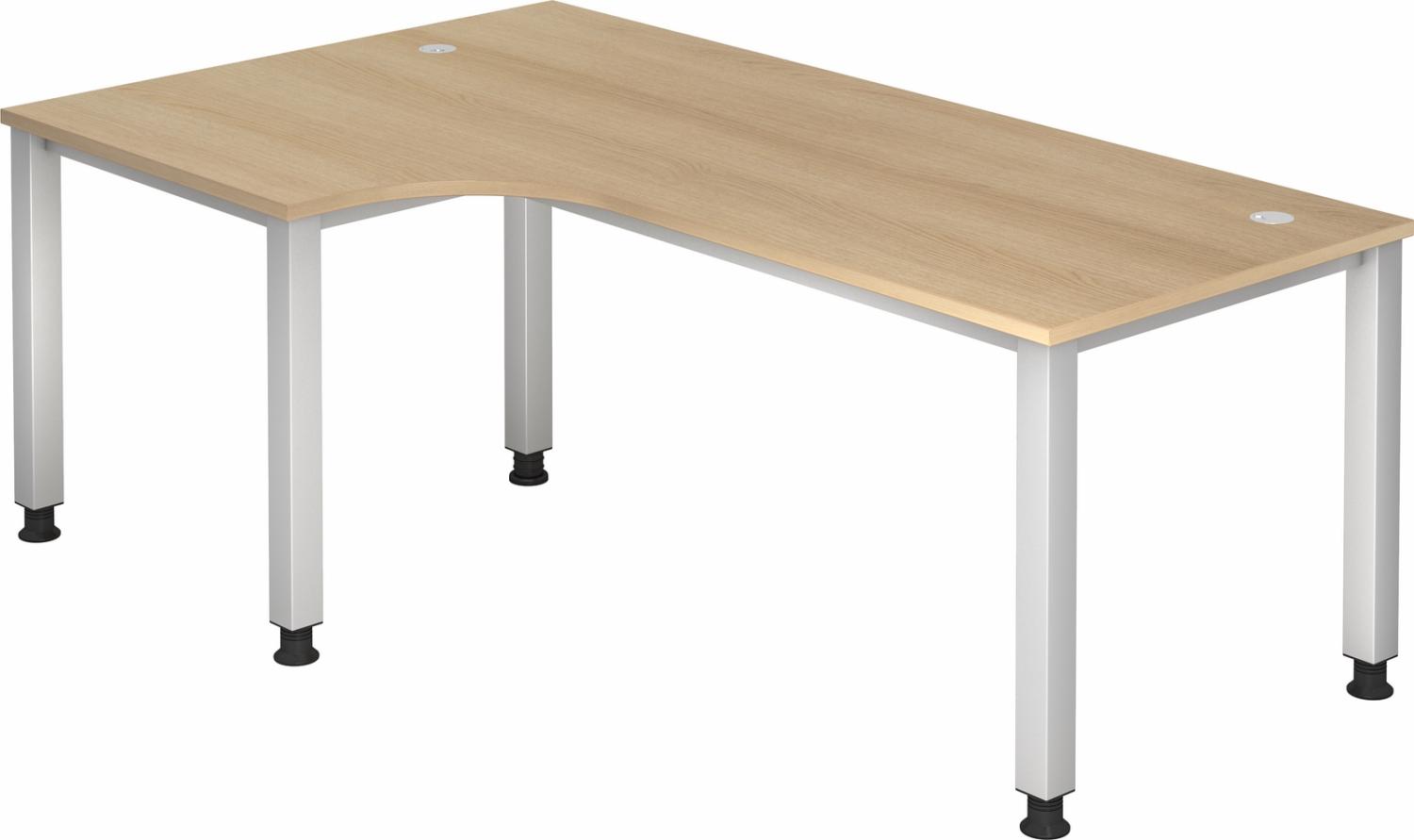 bümö manuell höhenverstellbarer Eckschreibtisch Eiche, Schreibtisch L Form 200x120 cm - Eckschreibtisch höhenverstellbar, L Schreibtisch, PC-Tisch Büro, großer Computertisch, Q-Serie, QS-82-E Bild 1