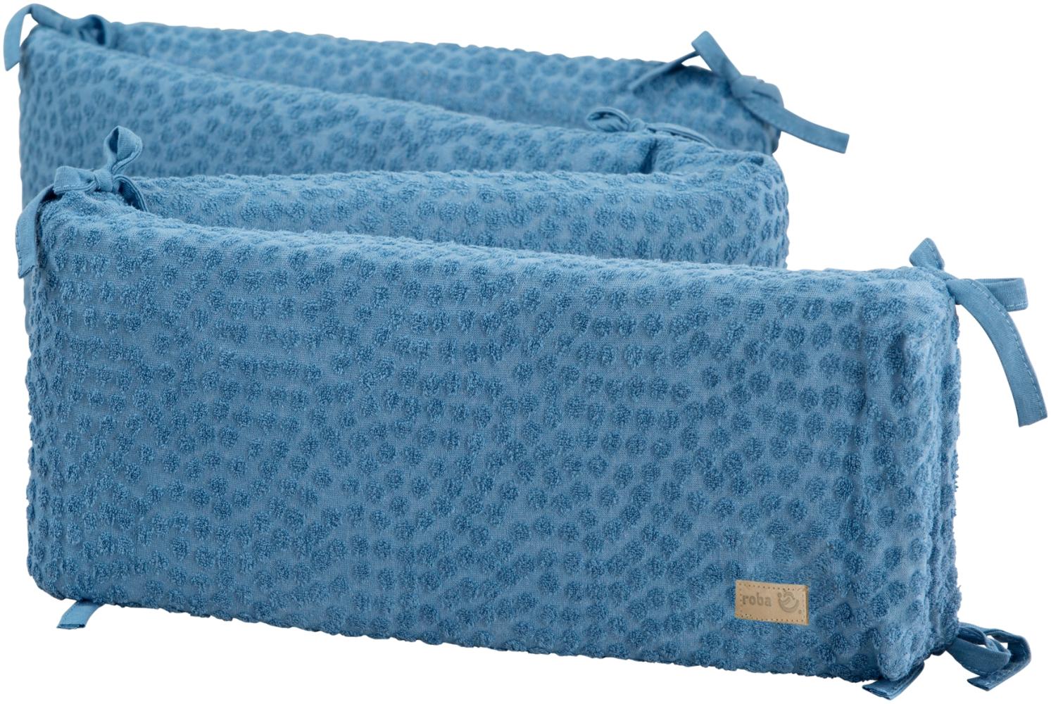 roba Baby Nestchen Seashells Indigo für Babybetten 60 x 120 cm bis 70 x 140 cm - Bio-Baumwolle - Zertifiziert nach Organic Content Standard (OCS) & Oeko Tex Standard 100 - Blau Bild 1