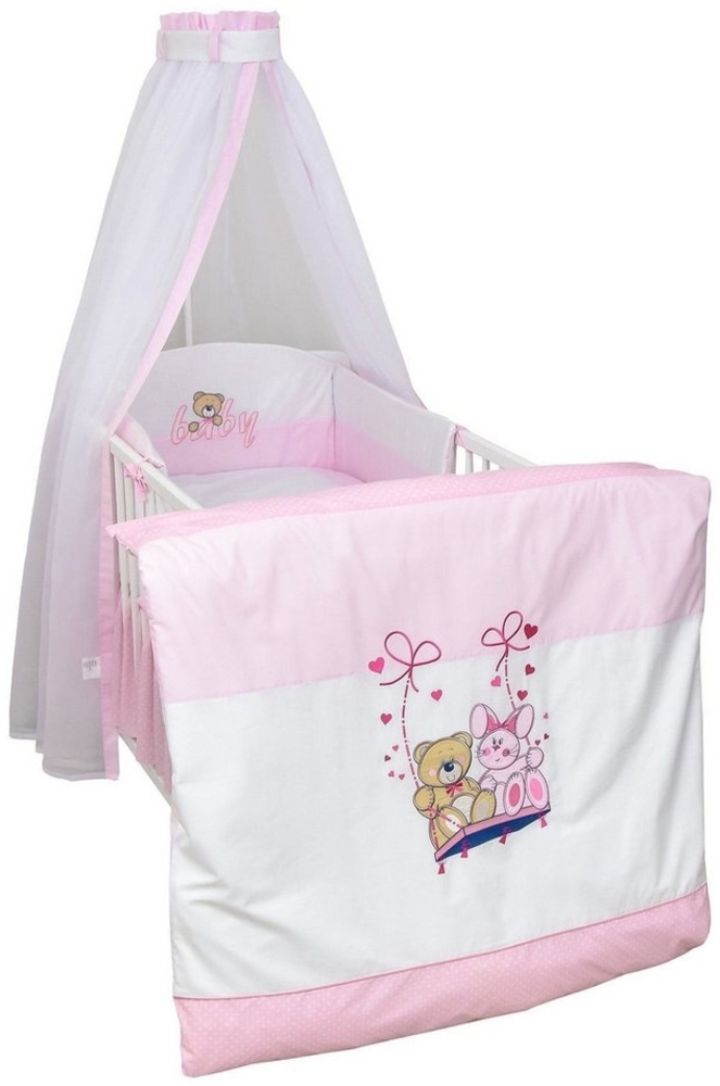 Baby-Delux Babybettwäsche Baby Bettwäsche Set 4-Tlg. Nestchen Chiffonhimmel, Baumwolle, 4 teilig, Bettset für Babybetten 140x70 & 120x60 verschiedene Designs Bild 1