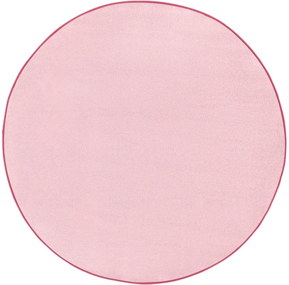 Runder Kurzflor Teppich Uni Fancy rund - Rose - 133 cm Durchmesser Bild 1