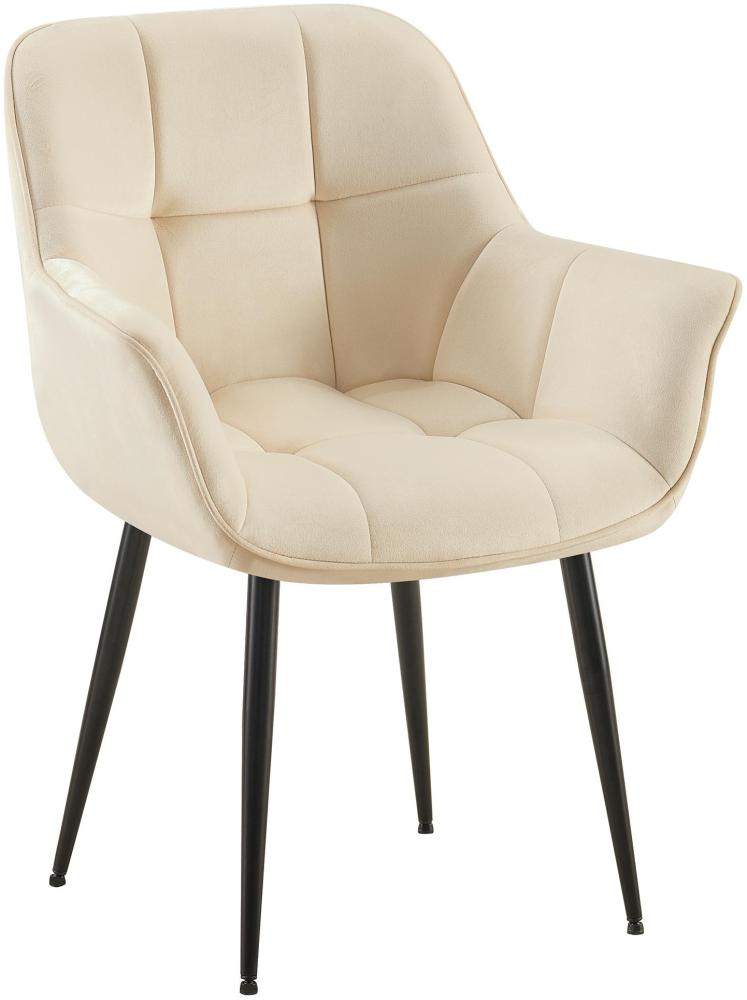 CLP Esszimmerstuhl Roseville Samtbezug gepolstert mit Lehnen,creme Bild 1