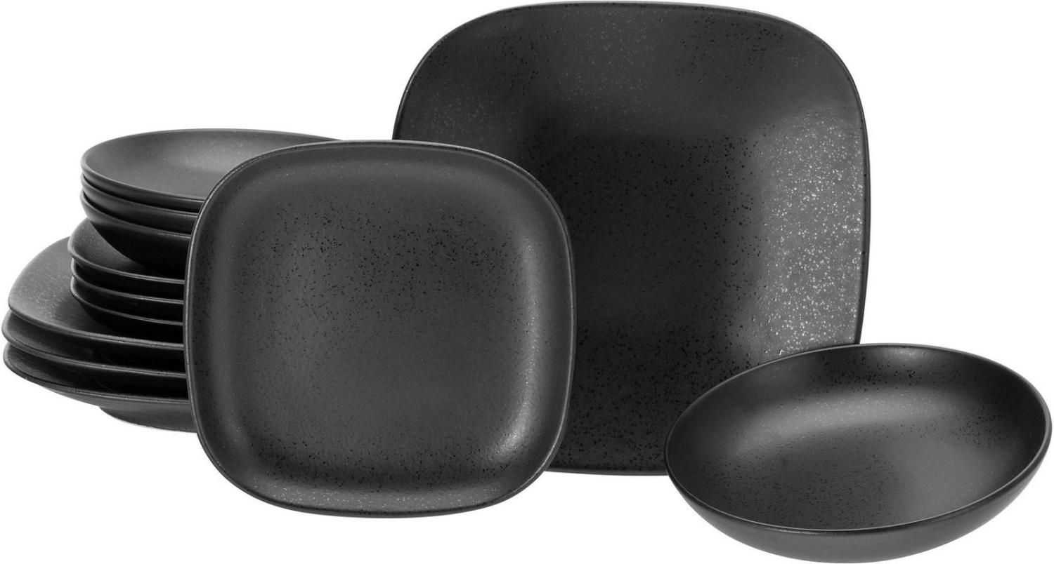 CreaTable 16817 Tafelservice Magic Black für 4 Personen, Steinzeug, schwarz (1 Set, 12-teilig) Bild 1