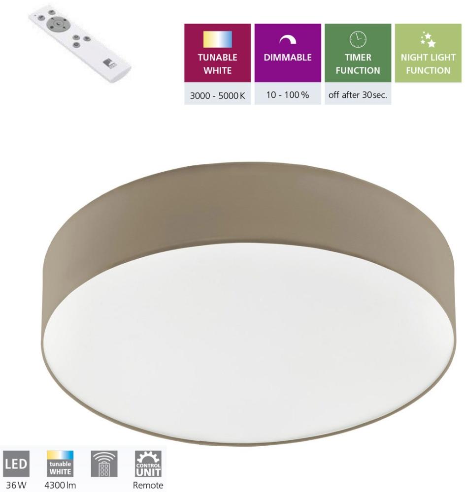 Eglo 97778 LED Deckenleuchte ROMAO 3 weiß taupe, weiß Ø57cm H:12cm 3000-5000K mit Fernbedienung Bild 1