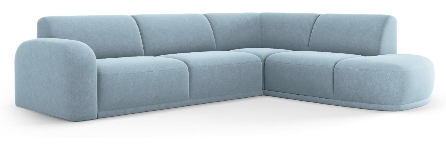 Micadoni Ecksofa Erin 4-Sitzer 1 Armlehne Rechts Samtstoff Hellblau Bild 1