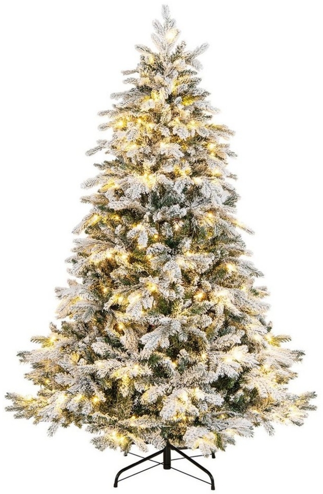 COSTWAY Künstlicher Weihnachtsbaum, Tannenbaum, mit Schnee, 120 LEDs, 135cm Bild 1