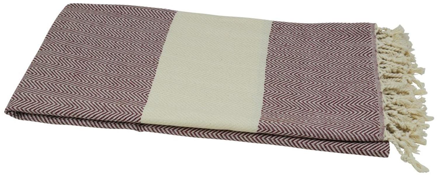 Hamamtuch bordeaux naturbeige Zickzack Bild 1