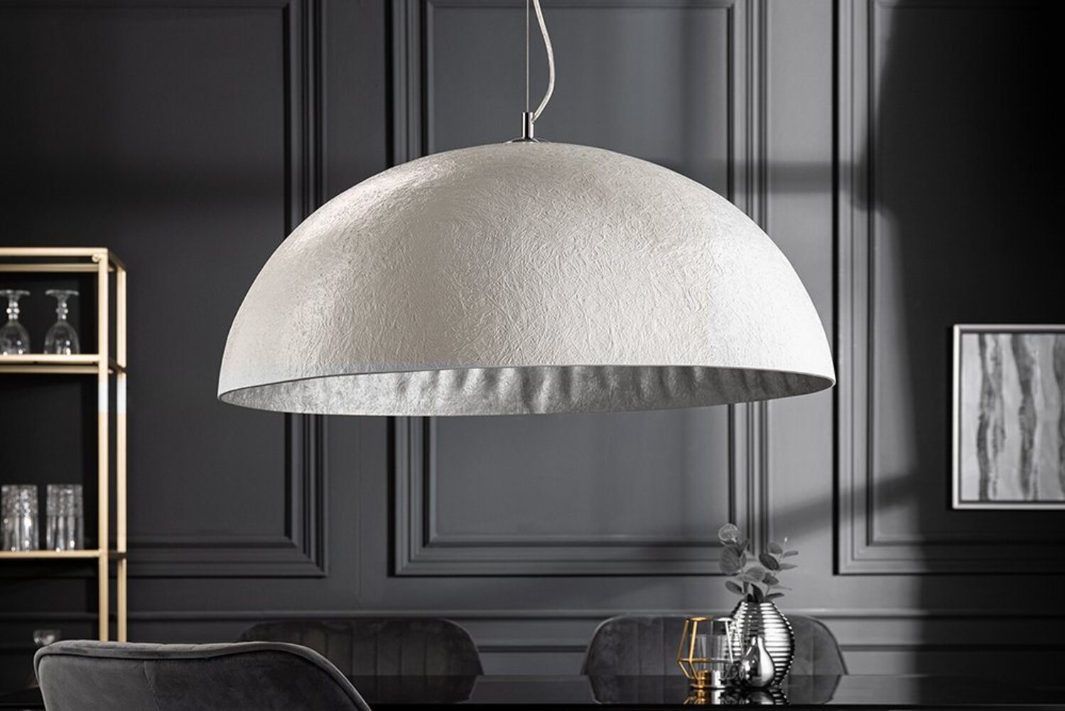 riess-ambiente Hängeleuchte GLOW 70cm weiß / silber, ohne Leuchtmittel, Wohnzimmer · Metall · Esszimmer · Modern Design Bild 1
