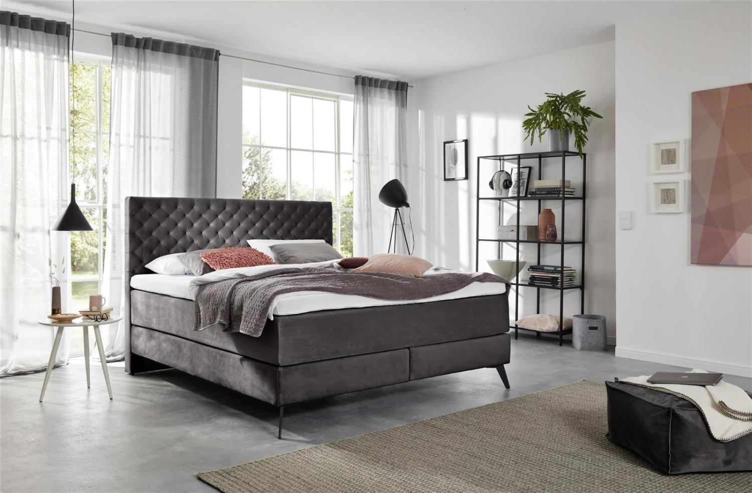 Boxspringbett >LA Maison< in anthrazit / graphit - 162x130x211 (BxHxT) Bild 1