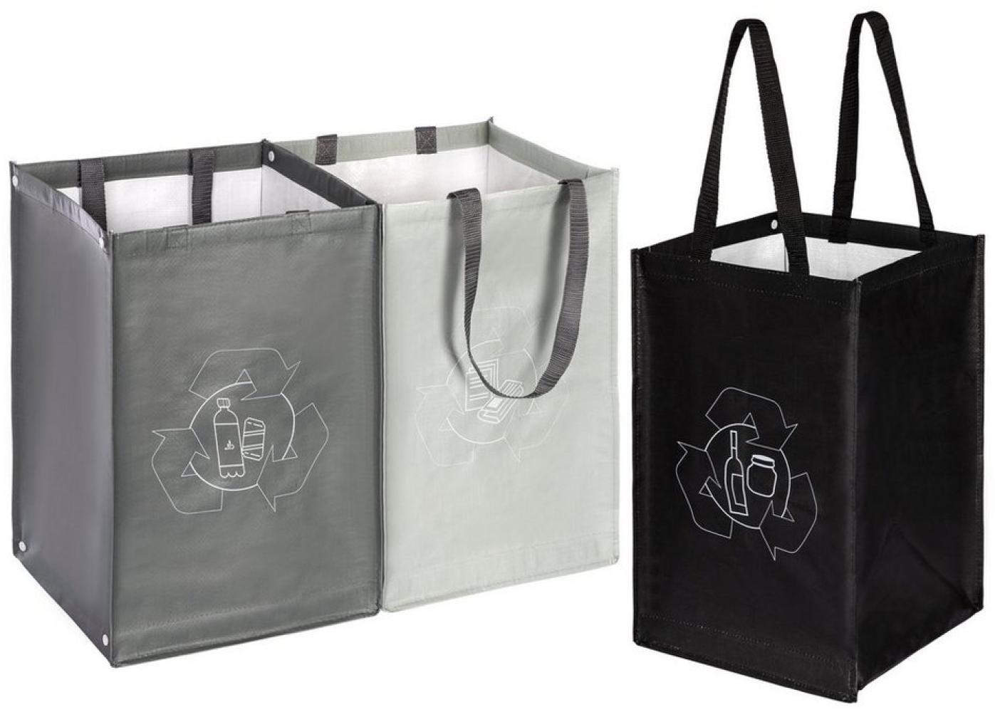 ONVAYA® Mülltrennsystem 3fach | Abfalltrennsystem aus Taschen | Einzelne Taschen für Papier, Plastik und Glas jeweils 44L | Einfach zu tragen und abzuwischen | Mülltrennsystem für die Küche Bild 1