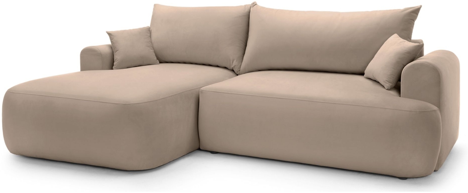 Selsey 'Ovo' Ecksofa mit Schlaffunktion, Stauraum und Samtbezug, beige, links, 93 x 260 x 165 cm Bild 1