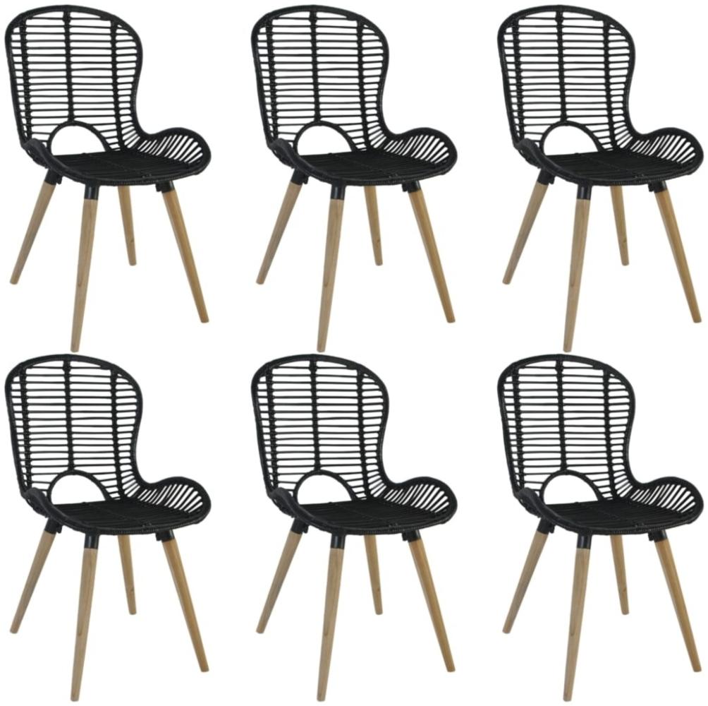 vidaXL Esszimmerstühle 6 Stk. Natur Rattan Schwarz 275838 Bild 1