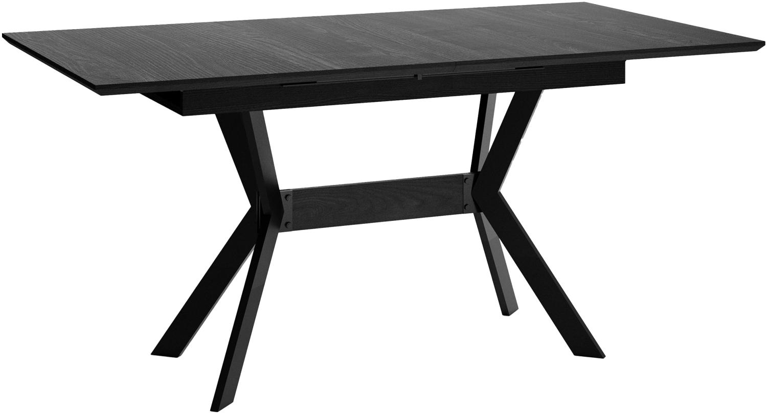 byLIVING Esstisch BREMEN / Tischplatte Eiche schwarz / Gestell Metall schwarz / mit Auszug / B 160 - 200, H 75, T 90 cm Bild 1