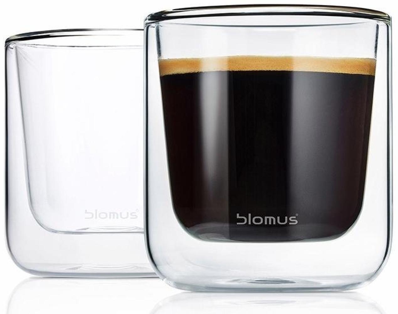 Blomus Nero Kaffeegläser-Set, 2-tlg, Thermo-Kaffeegläser, Kaffeebecher, Glas, Becher, 200 ml, 63653 Bild 1