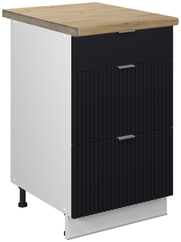 Küchenunterschrank Fame-Line Schwarz gestreift 50 cm , AP Goldkraft Vicco Bild 1