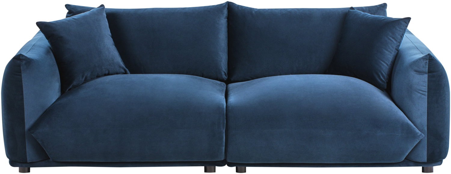3-Sitzer Sofa Samtstoff dunkelblau mit Kissen LUVOS Bild 1