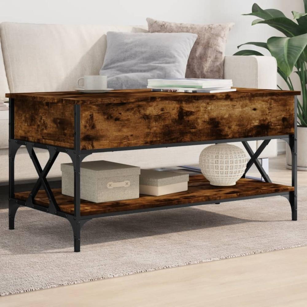 vidaXL Couchtisch Räuchereiche 100x50x50 cm Holzwerkstoff und Metall 845358 Bild 1