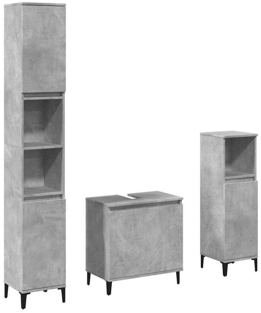 vidaXL 3-tlg. Badmöbel-Set Betongrau Holzwerkstoff 3324948 Bild 1